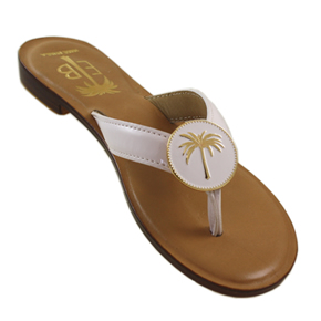 White Patent Medallion Sandal on Classic Leather Sole