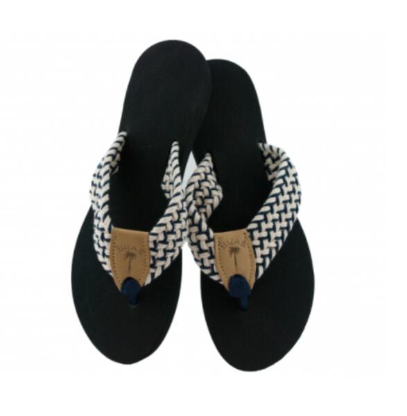 Newport Natural & Navy Macrame Sandal: Eliza B & Leather Man Ltd