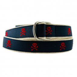 D-Ring Red Pirate Motif on Natural Cotton Web
