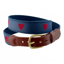 Red Hearts on Navy Cotton Web Belt