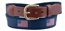 American Flag Motif Belt on Navy Cotton Web
