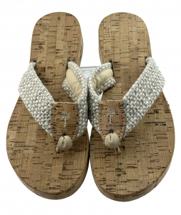 Oatmeal Seagrass Fabric Sandals on Cork Wedge