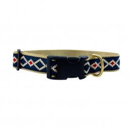 Adjustable Dog Collar in Khaki Nylon with Pampas Motif
