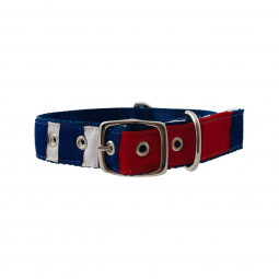 Classic Dog Collar in Navy Nylon with Mariner Stripe
