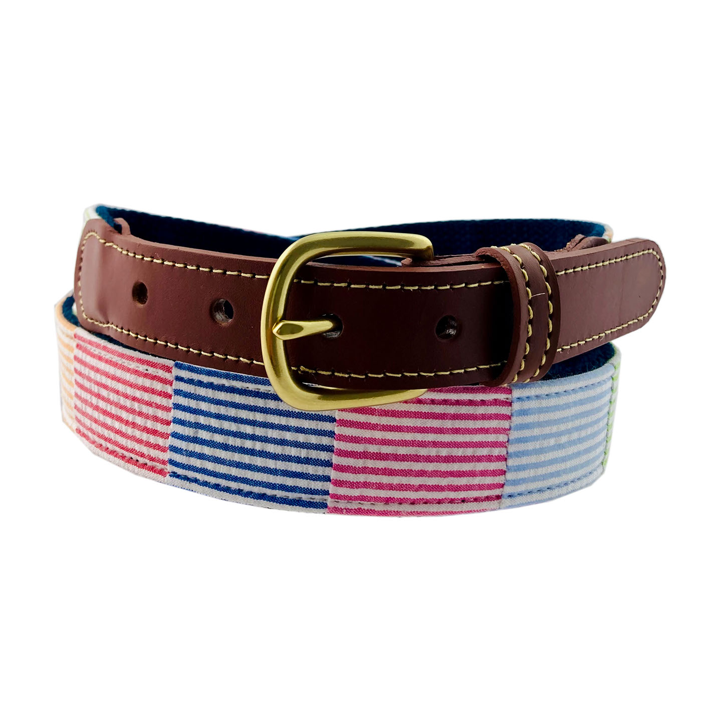 Belt in fabric and leather