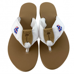 White Ribbon Sandal with Anchor Embroidery