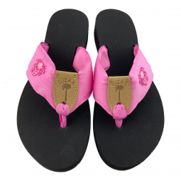 Rose Blossom Ribbon Sandal with Pink Crab Embroidery
