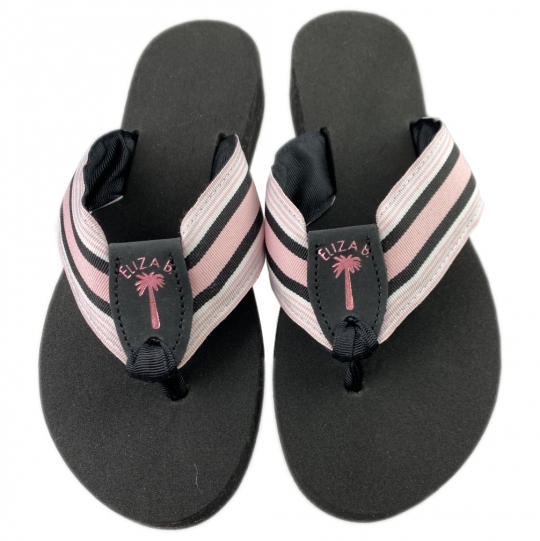 Candy Stripe Ribbon Sandal With Metallic Pink Stamp Eliza B Leather Man Ltd