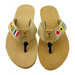 Khaki Surcingle Sandal Embroidered with TGIF