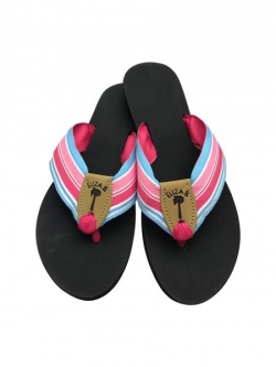 Light Blue and Pink Stripes with Watermelon Toe Ribbon