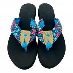 Eden Fabric Sandal with Turquoise Toe & Stamp