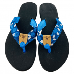Skinny Blueberries Fabric Sandal with Copen Toe Ribbon