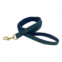 Mini Leash in Rose Plaid with Navy Nylon
