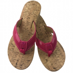 1" Feather Edged Leather Sandals on Cork Soles